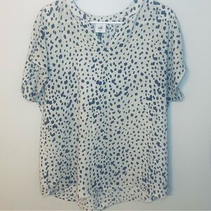 CAbi meow top black and White Spotted Blouse